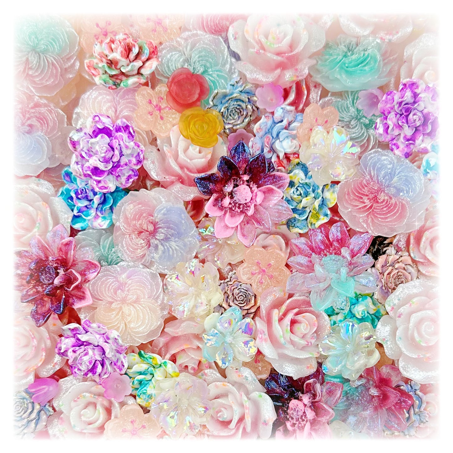 【P773】夜光のお花mix／DIY／夜光／ホタル／レジン／ホイップ／薔薇／蓮／ボタン