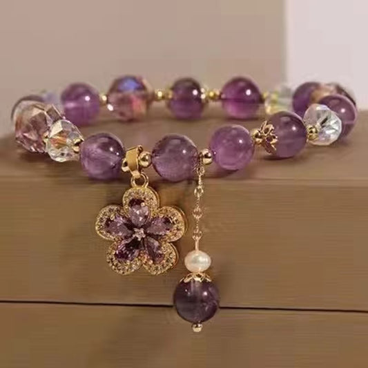 【高品質石】A056 ラベンダーアメジストデザインブレスレット
