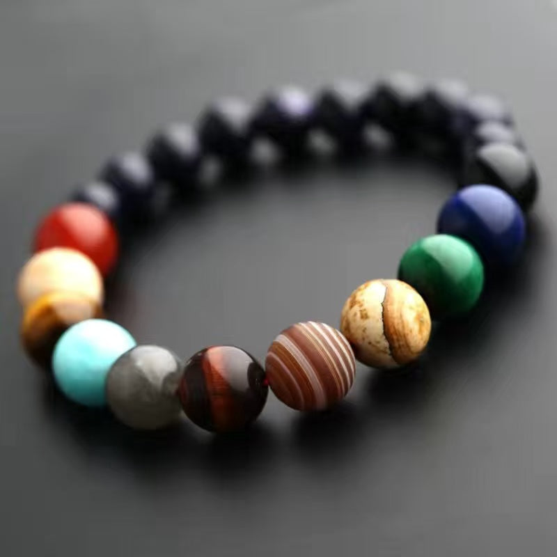 【高品質石】A055 惑星ブルーゴールドストーンデザインブレスレット
