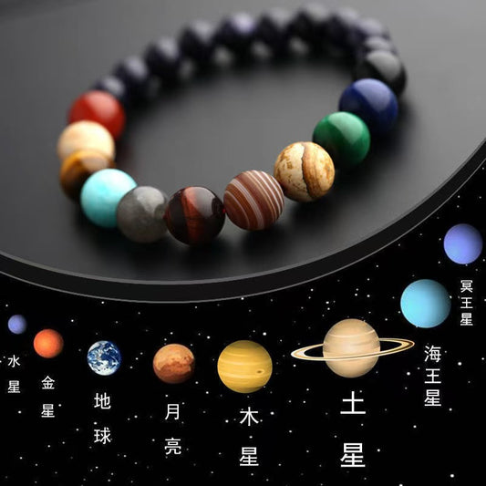 【高品質石】A055 惑星ブルーゴールドストーンデザインブレスレット
